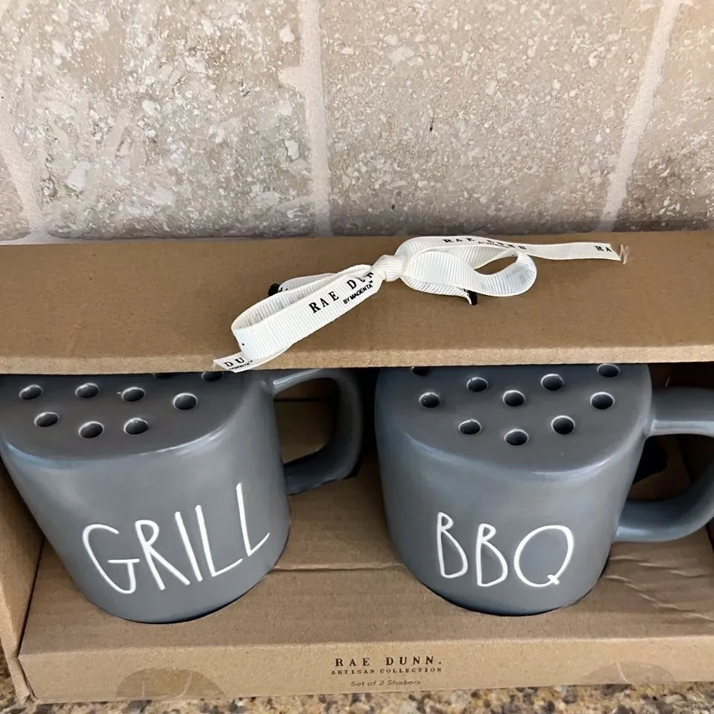 Rae Dunn Grill and BBQ Artisan Collection Set of‎ Two Shakers.